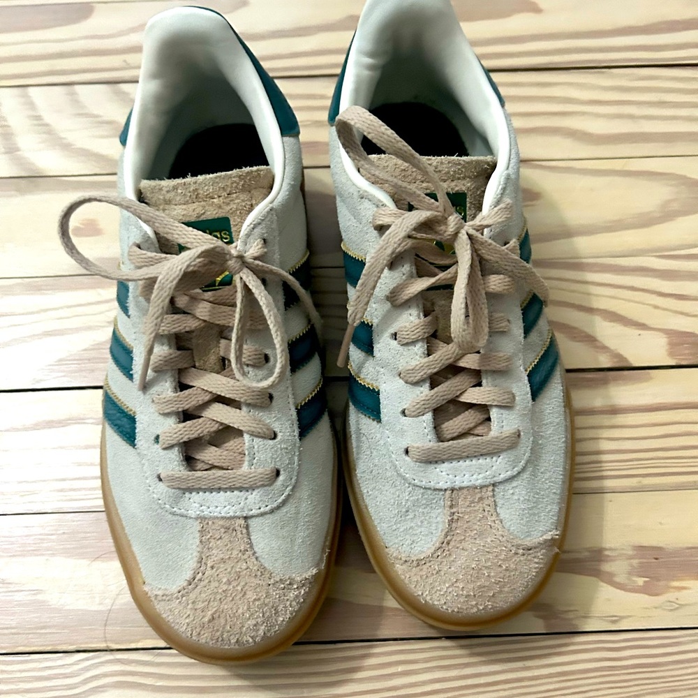 Adidas Gazelle Bold Beige and Green Sneakers